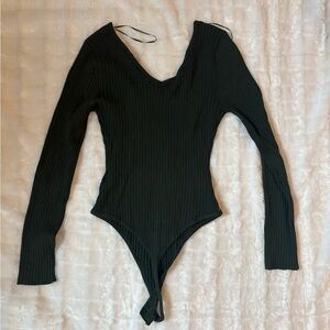 LOVE TREE dark green Long Sleeve ribbed  Bodysuit